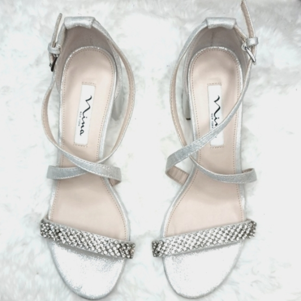 Nina - Nora Formal Silver Sandals w/Rhinestone